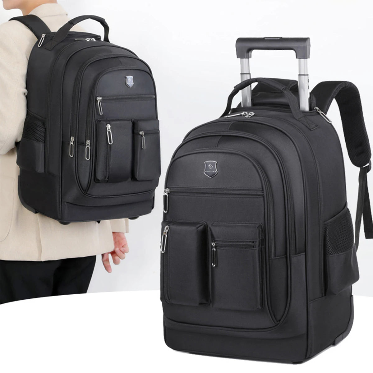 Wheeled Laptop Backpack With Large Capacity Travel Rolling Bag