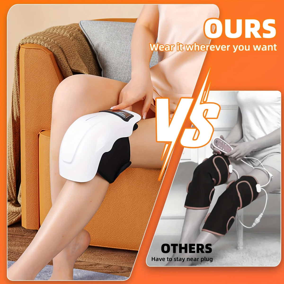 Ekmoey Cordless Heated Knee Massager With Adjustable Straps