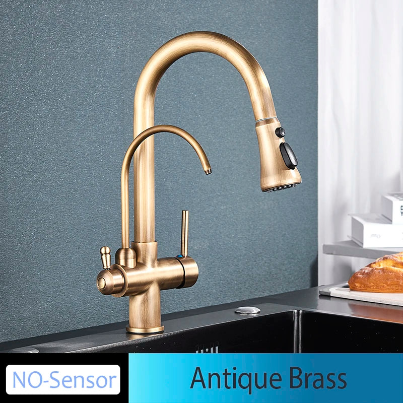 Onyzpily Touch Sensor Kitchen Faucet Pull Out Hot Cold Mixer