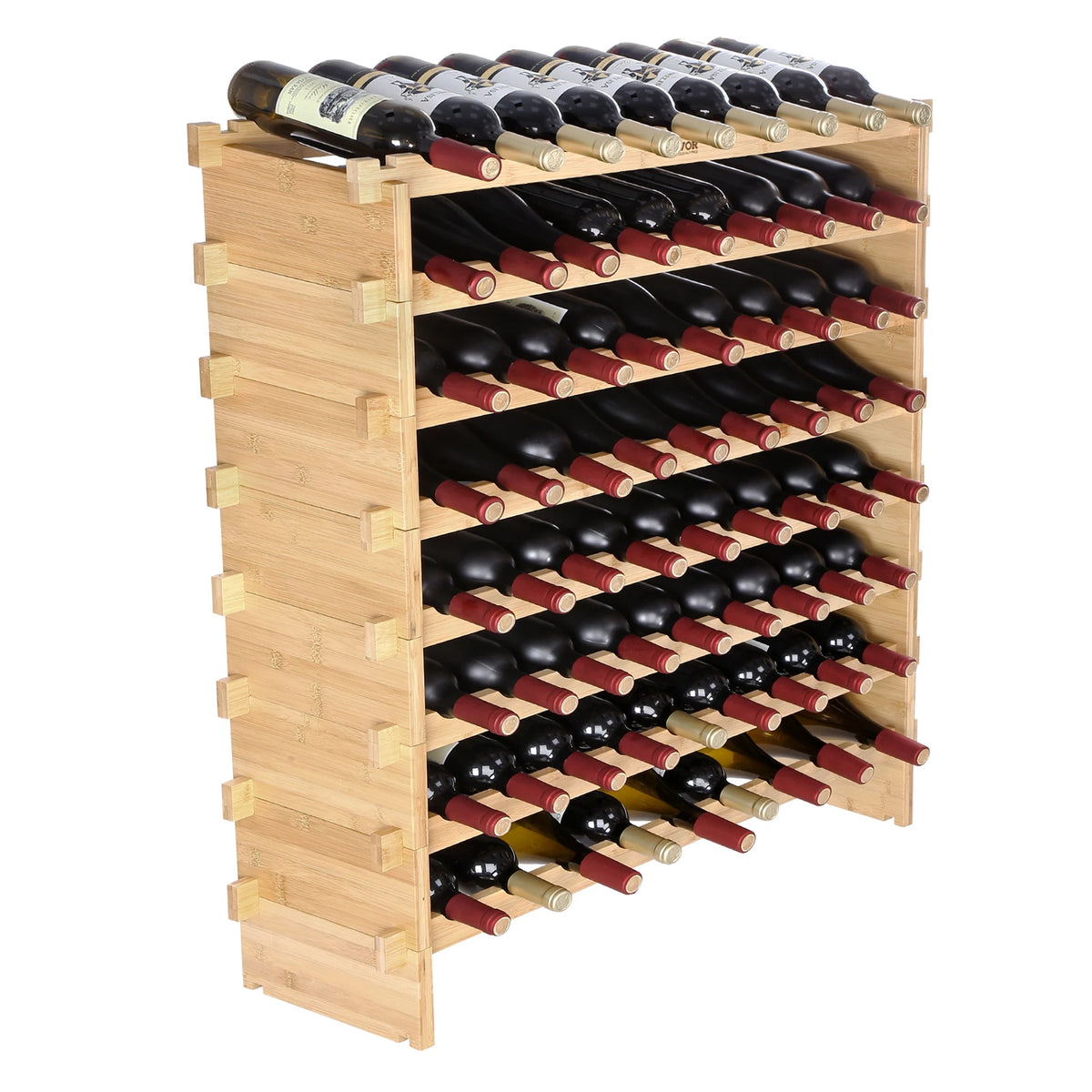 SucceBuy Stackable Bamboo Wine Rack For Elegant Bottle Storage