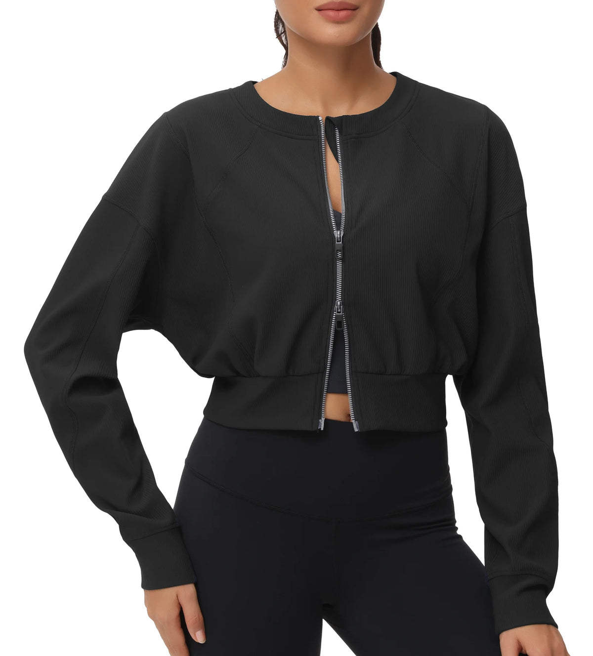 The Gym People Womens Lightweight Cropped Zip Jacket
