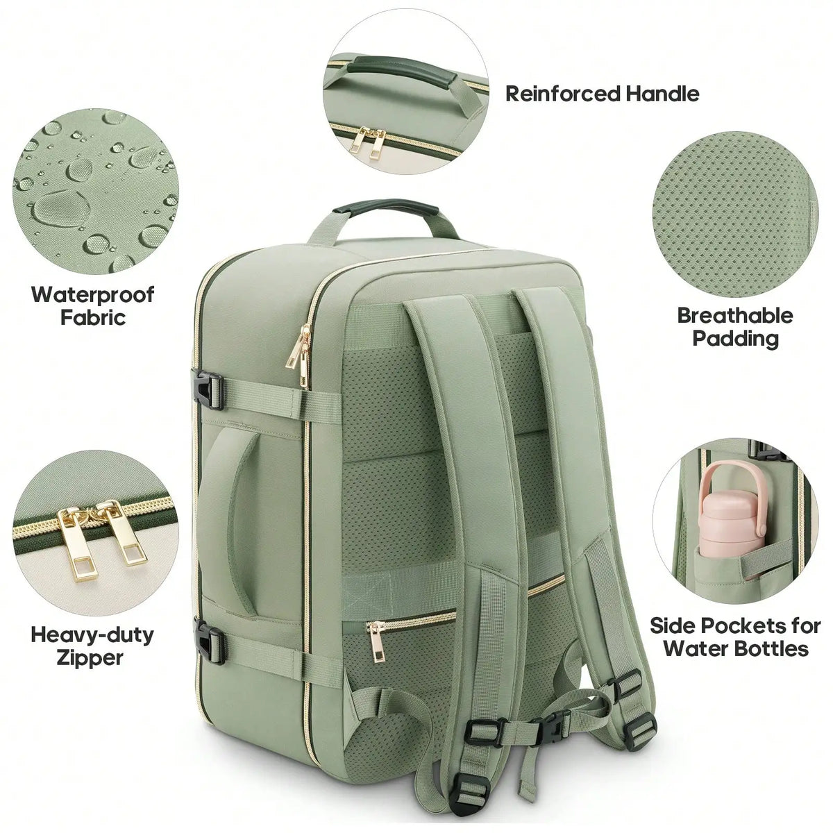 Waterproof Travel Backpack With Packing Cubes For Airplane Carry On