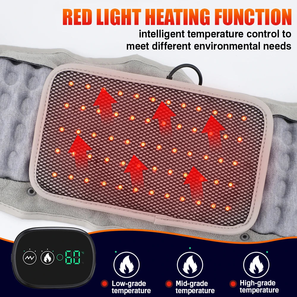 Pastsky Rechargeable Heated Lumbar Support With Red Light And Vibration Massage