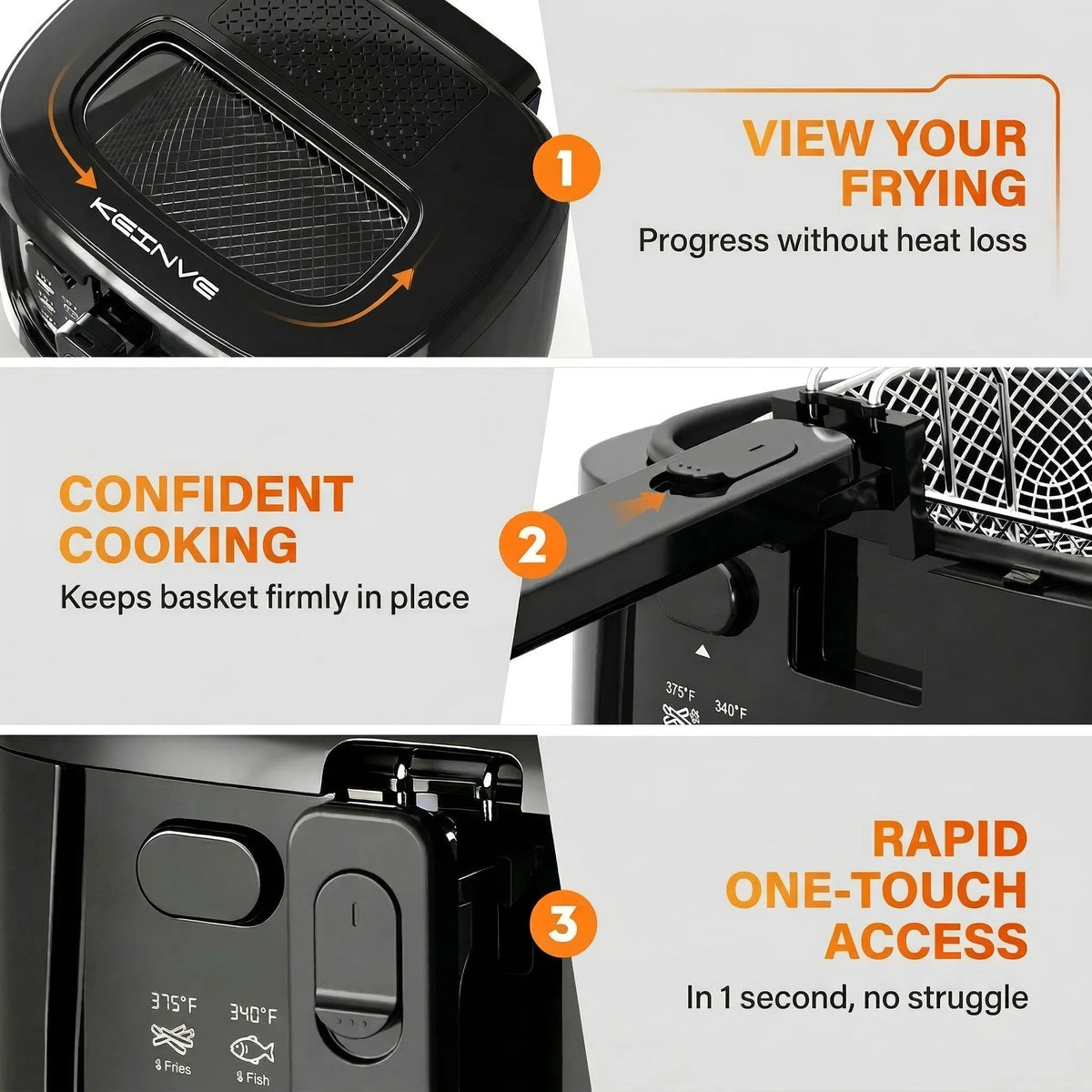 CACHOO 1600W Digital Deep Fryer With Adjustable Temperature Control