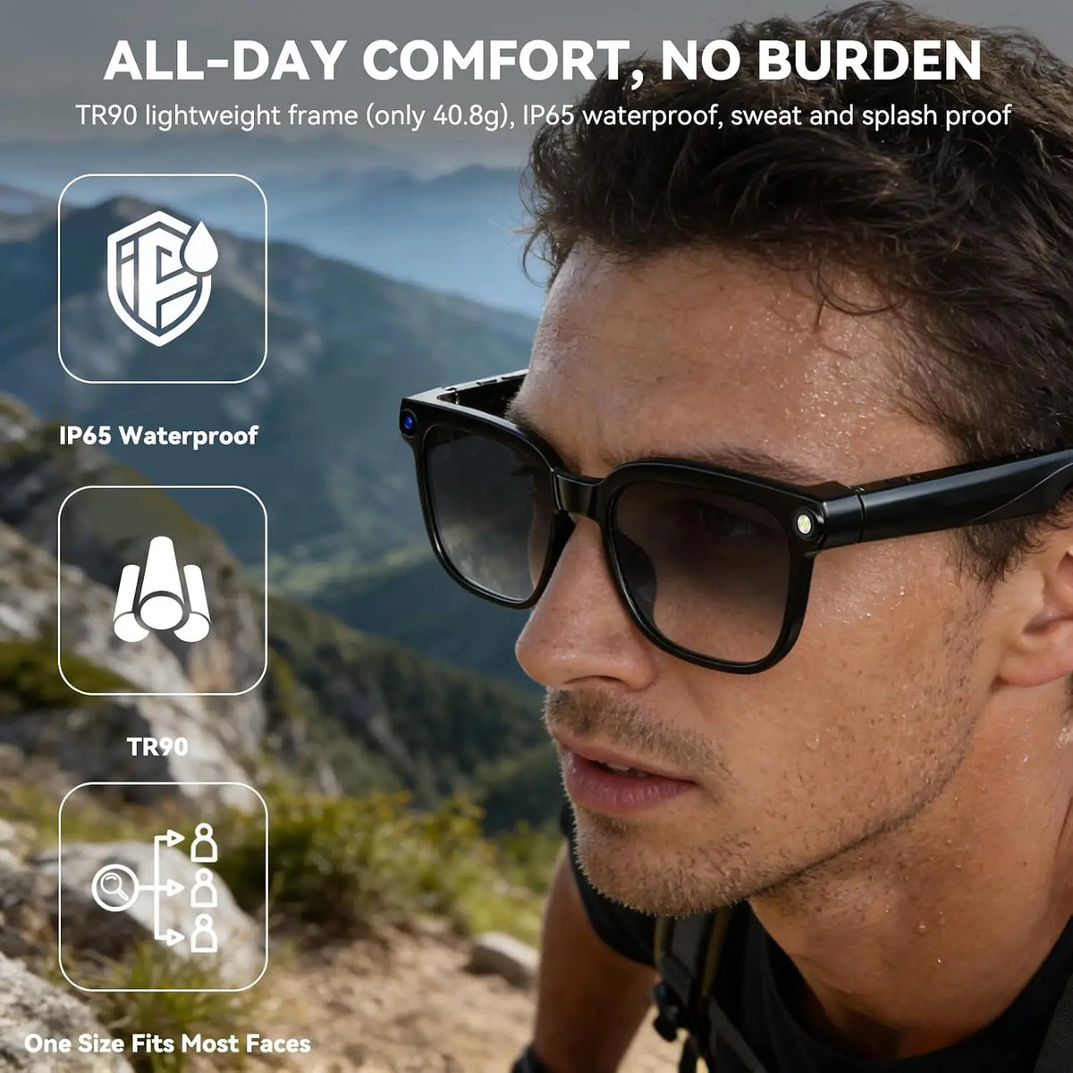 Bluetooth AI Smart Glasses With 8MP Camera And Live Translation