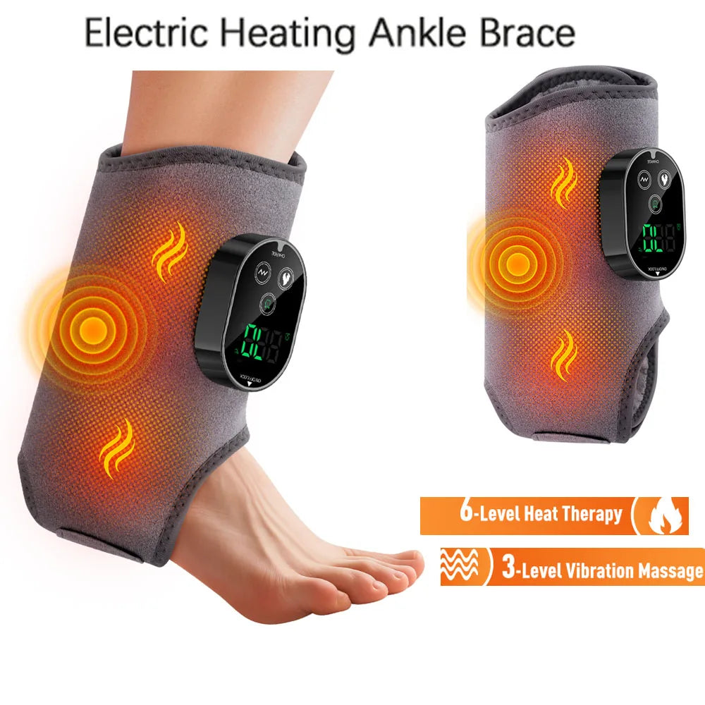 Hailicare Rechargeable Heated Ankle Brace With Vibration Foot Massage