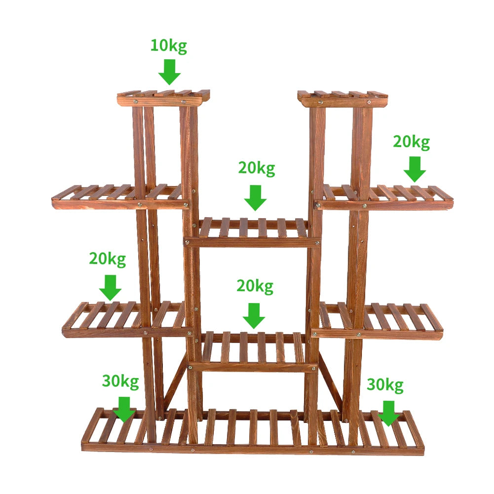 Wood Plant Stand Display Shelf for Indoor Outdoor Gardens