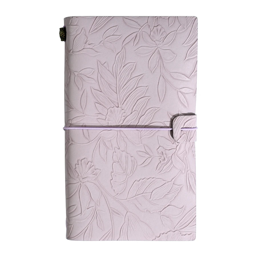 Embossed Floral Travel Journal With Elastic Strap And Lined Pages