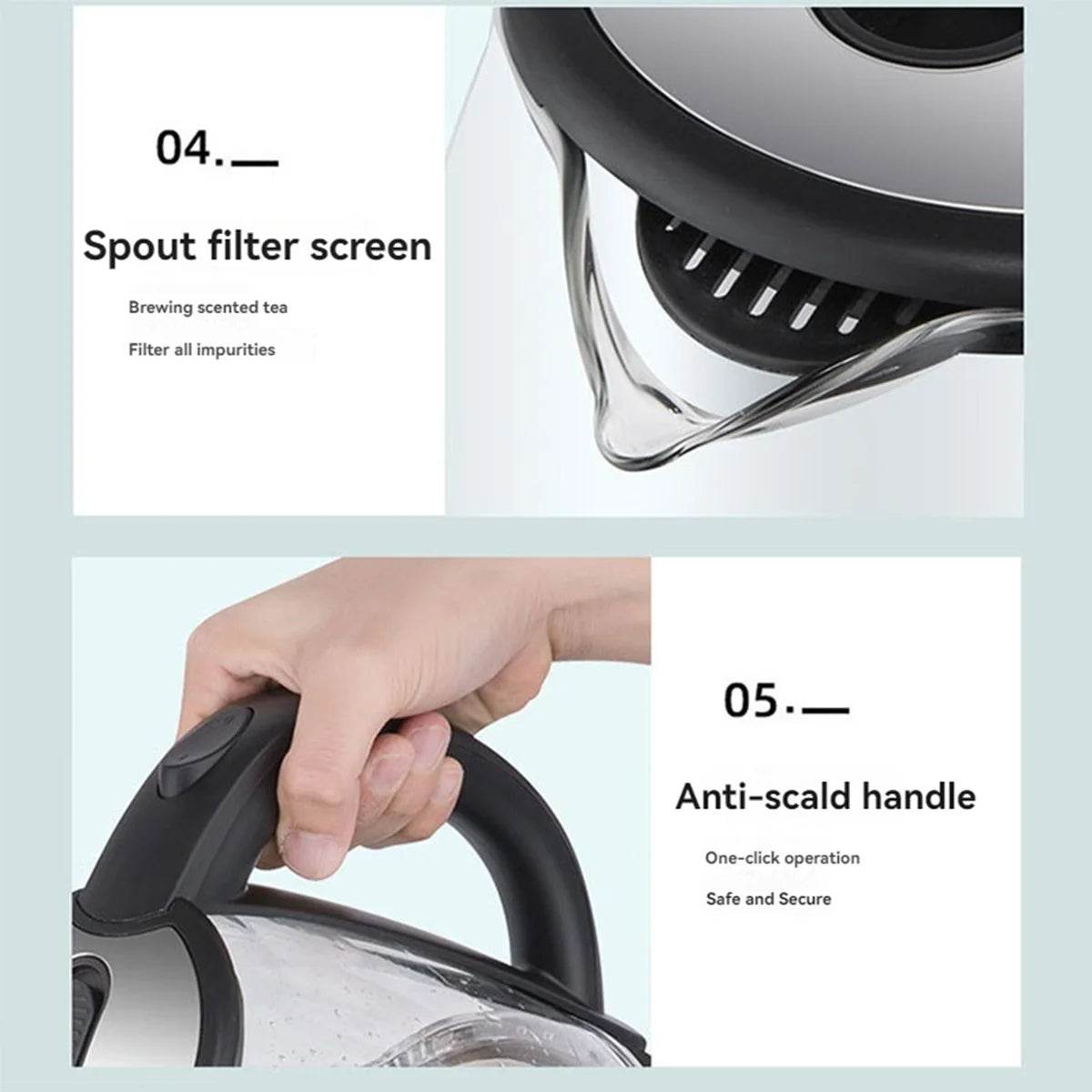 Electric Glass Kettle With Auto Shutoff And LED Indicator