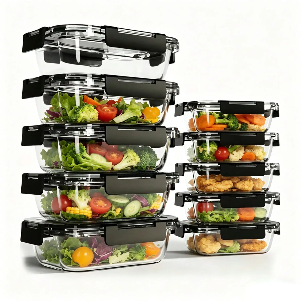 Glass Meal Prep Containers With Airtight Lids For Food Storage