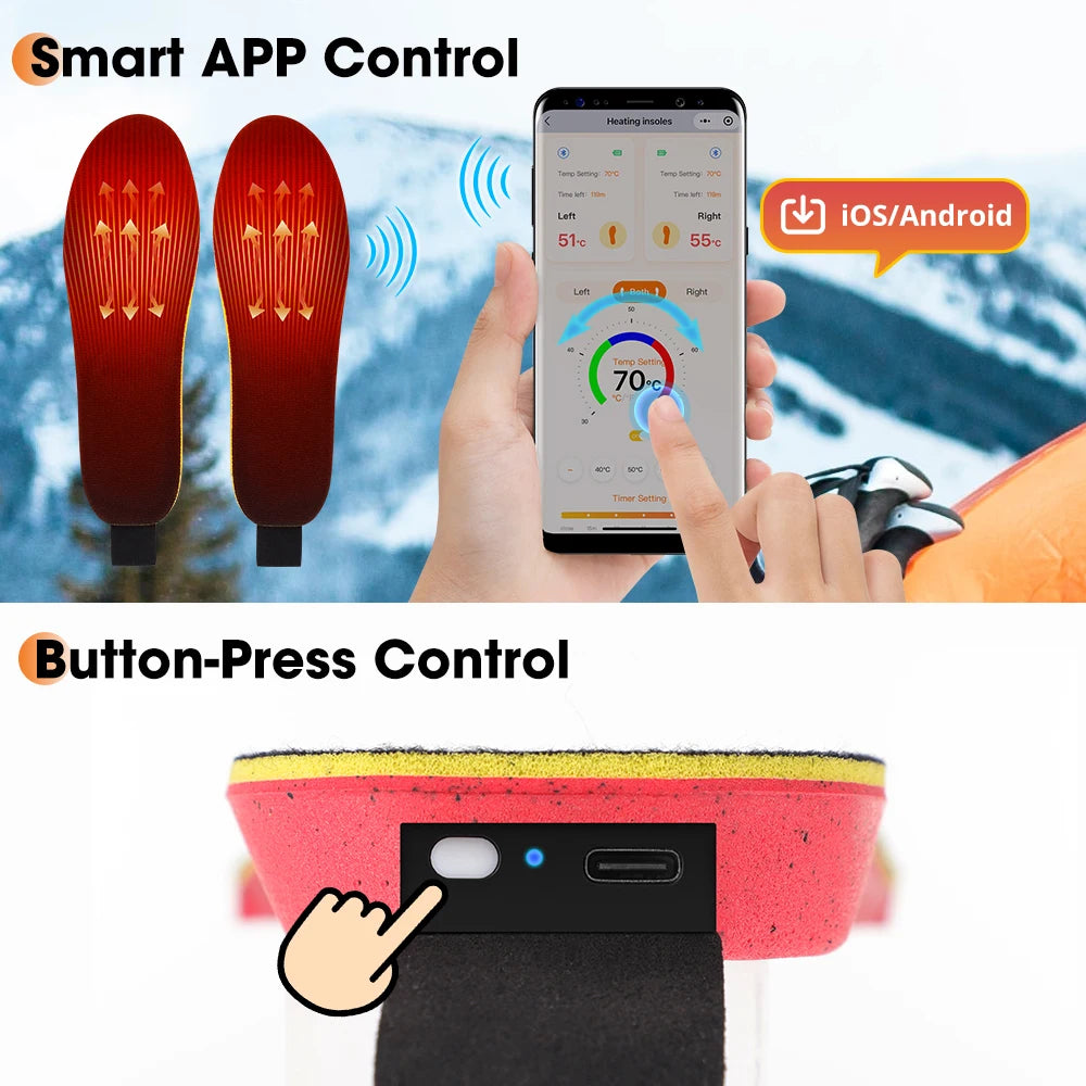 Hailicare Smart Heated Insoles With App Control Rechargeable Foot Warmers