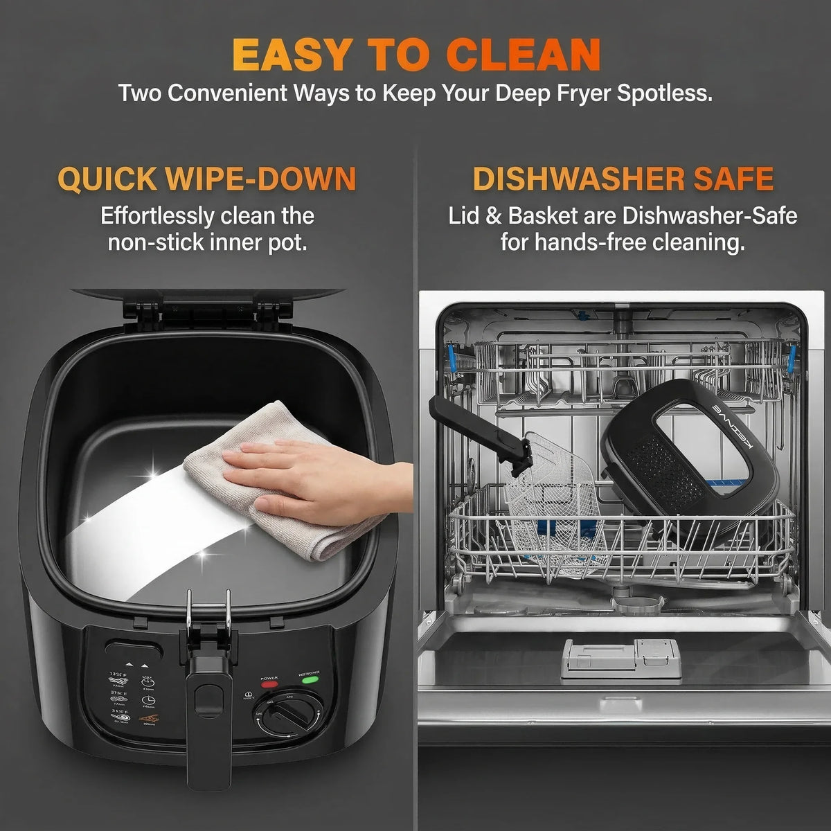 CACHOO 1600W Digital Deep Fryer With Adjustable Temperature Control