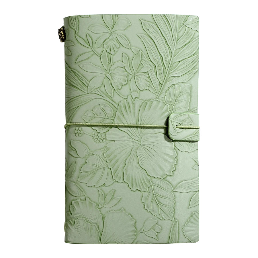Embossed Floral Travel Journal With Elastic Strap And Lined Pages