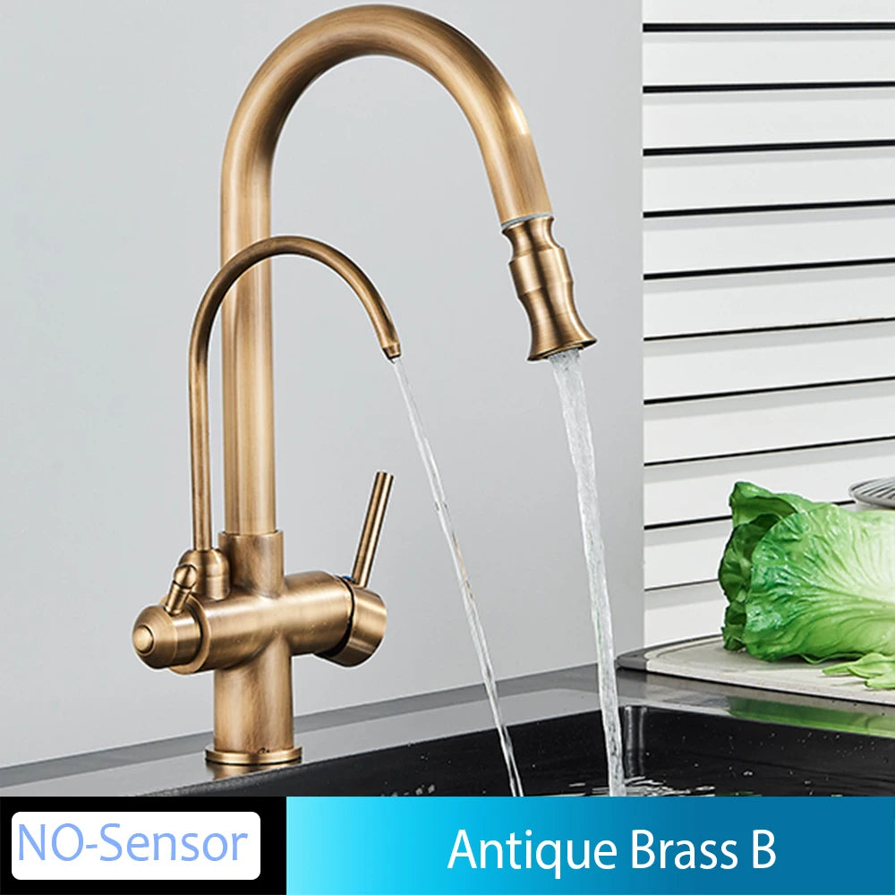 Onyzpily Touch Sensor Kitchen Faucet Pull Out Hot Cold Mixer