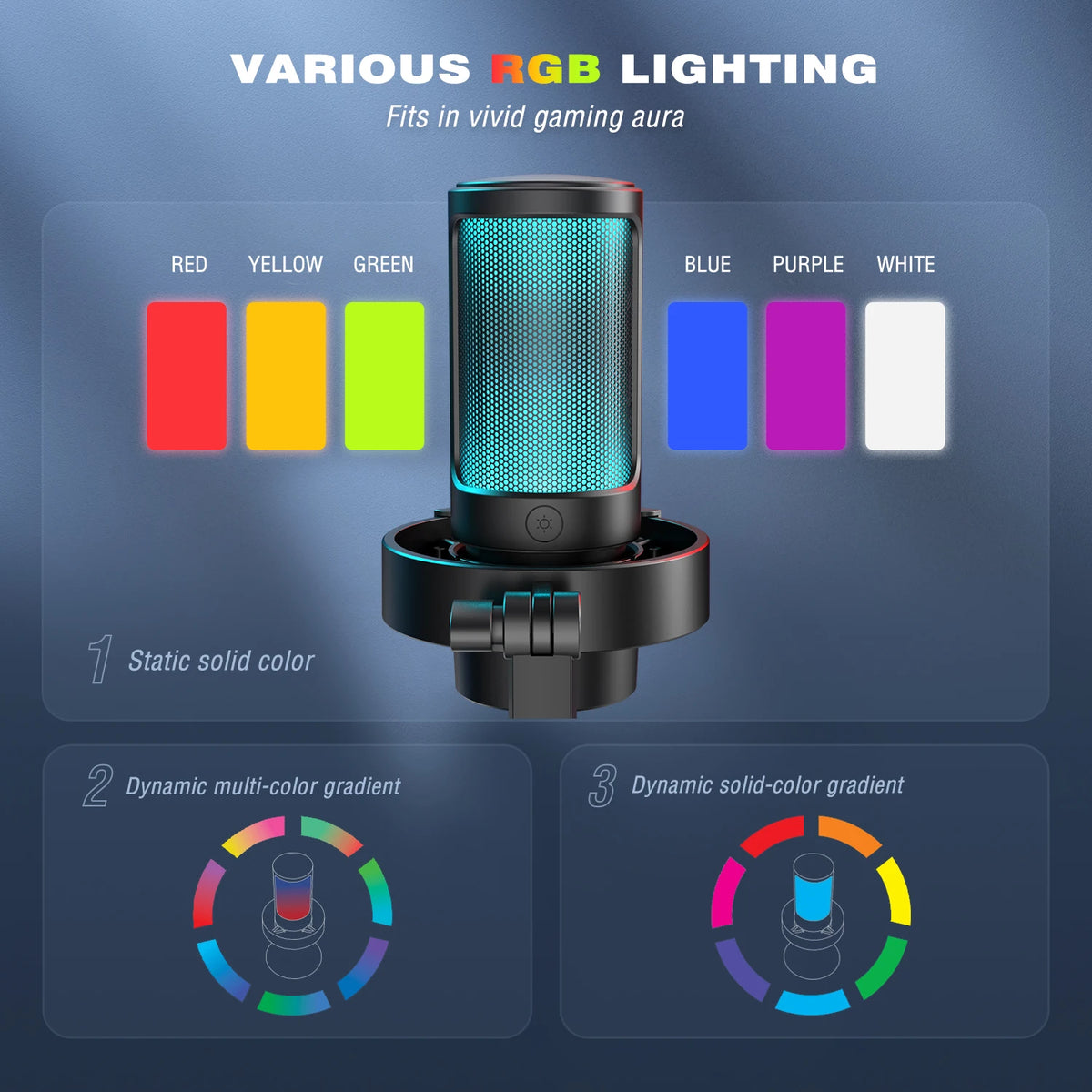 FIFINE USB Microphone RGB Touch Mute Headphone Output PC Streaming