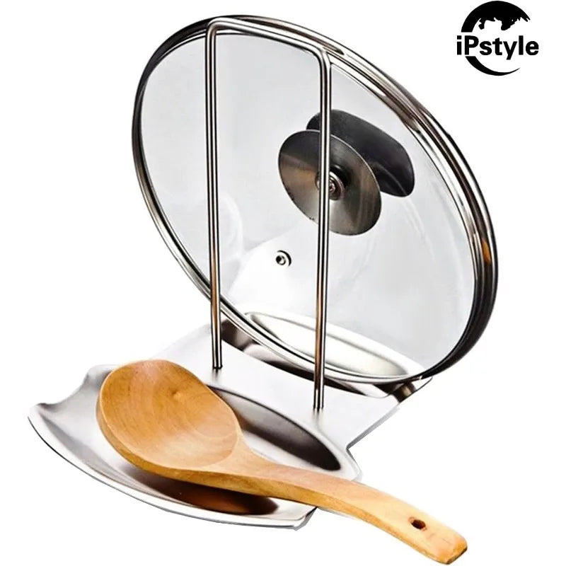 Stainless Steel Pan Lid Holder And Spoon Rest Kitchen Organizer