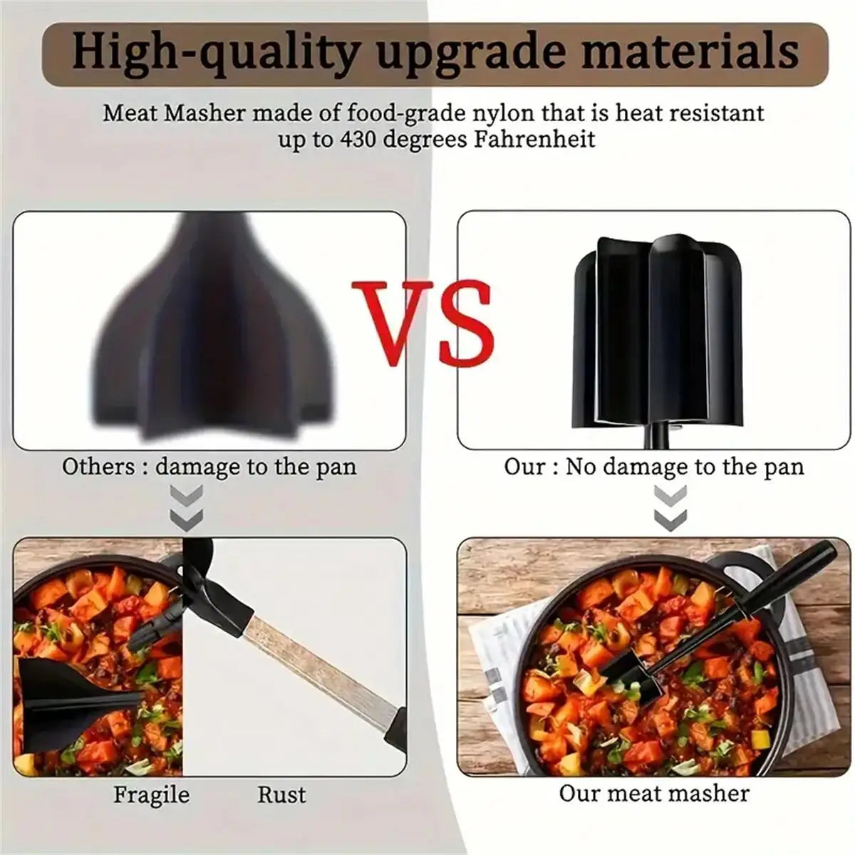 Heat Resistant Meat Chopper And Ground Beef Smasher Tool