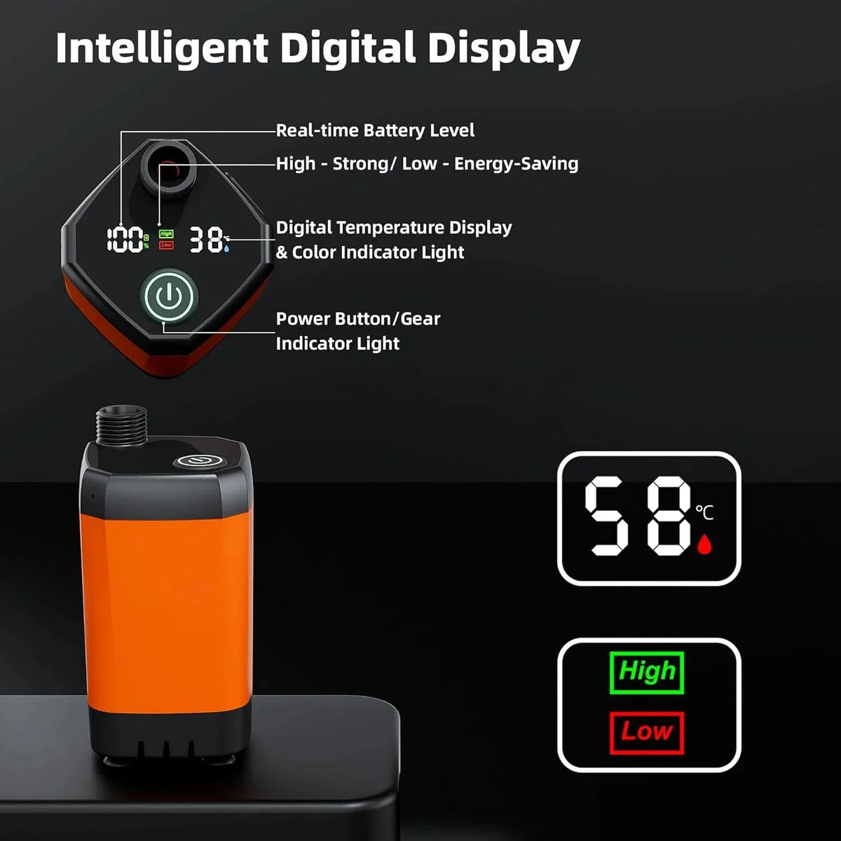 Moriko Rechargeable Portable Camping Shower With Led Display