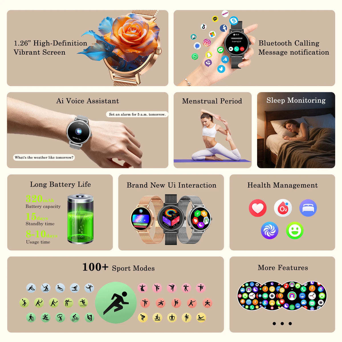 Blackview Waterproof Smartwatch With Heart Rate Monitor Fitness Tracking