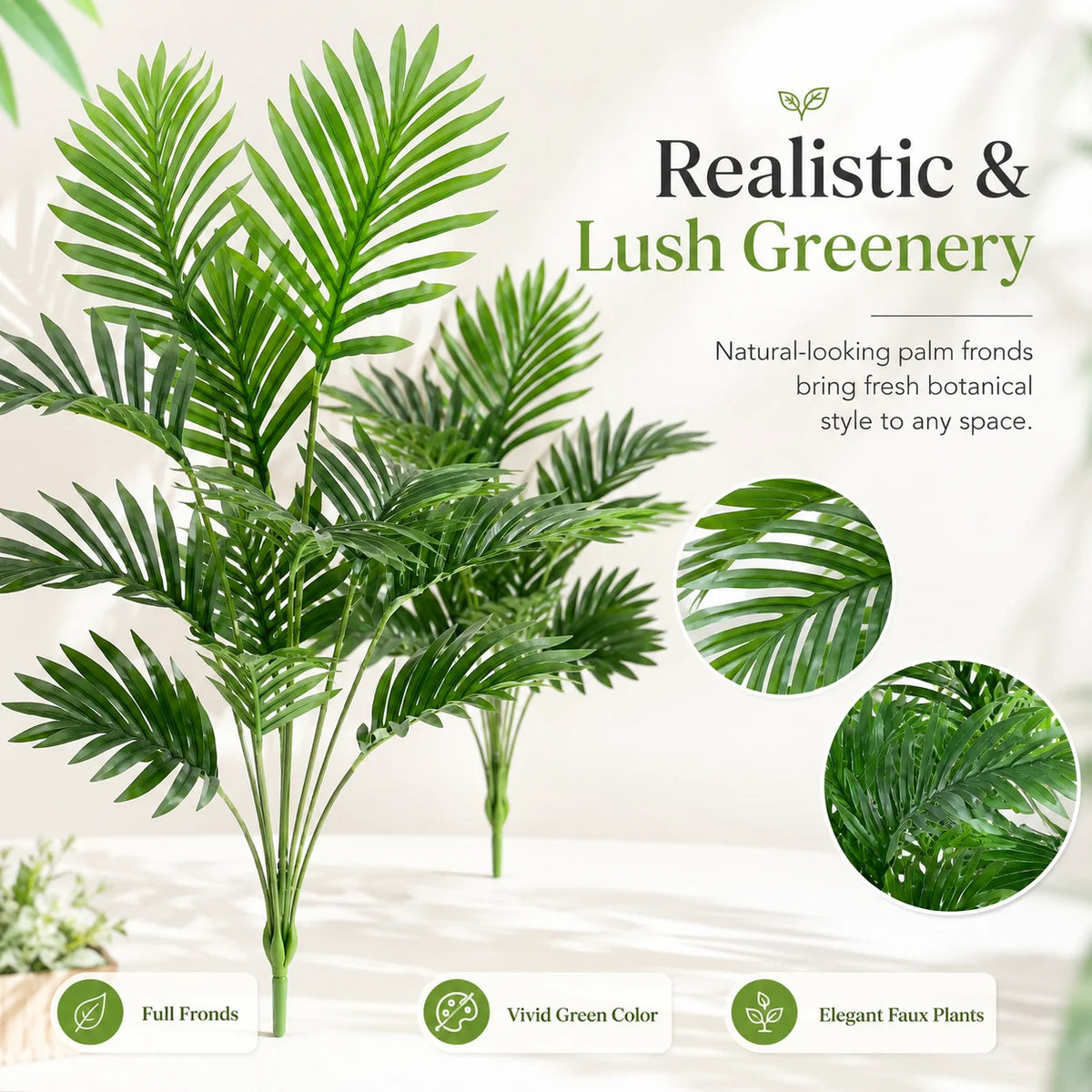 ZNLYRION Artificial Palm Fronds UV Resistant Faux Tropical Plant Decor