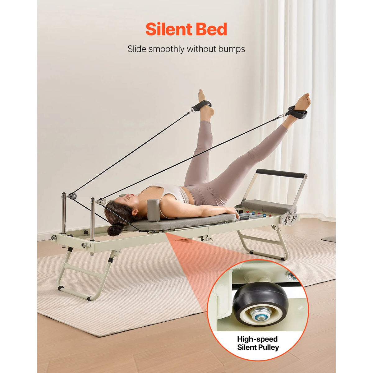 Foldable Pilates Reformer Machine With Dual Spring And Cord Resistance
