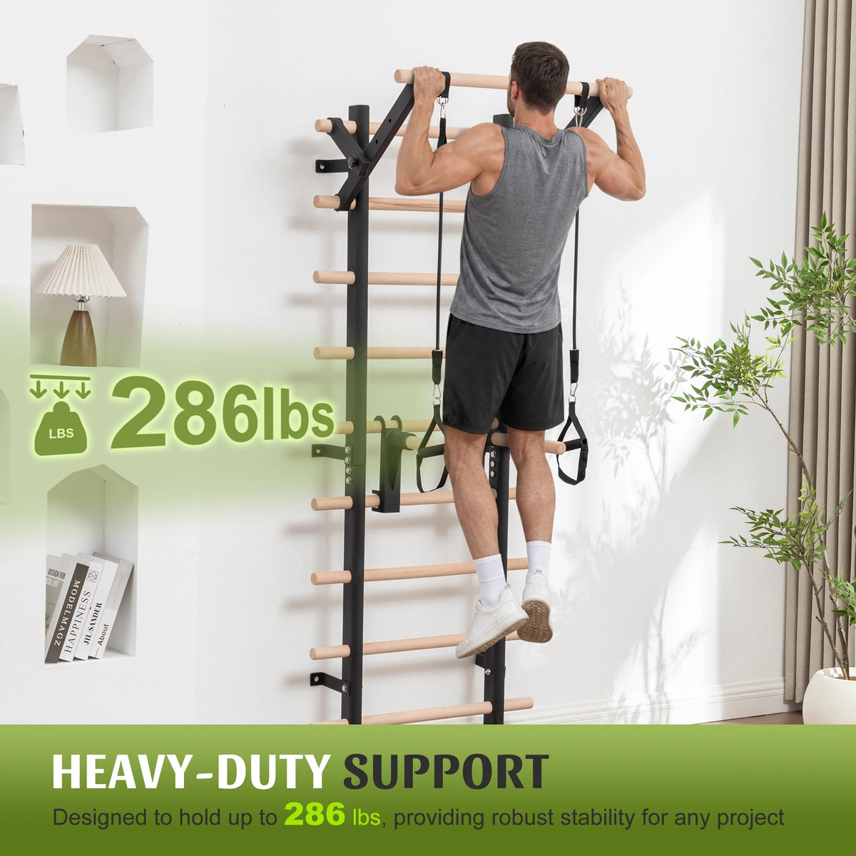 Wall Mounted Swedish Ladder With Pull Up And Dip Station