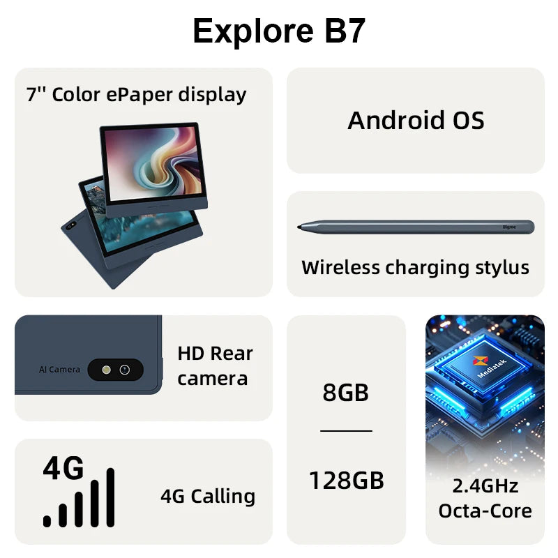 Bigme Ebook Reader Android 14 300PPI 4G Calling E Ink Tablet