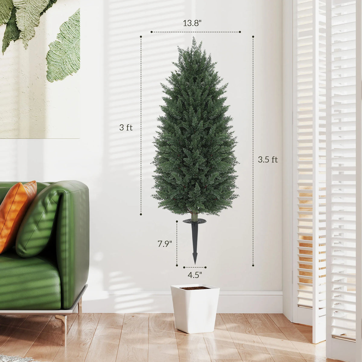 HOMCOM Artificial Cedar Topiary Trees for Indoor Outdoor Decor