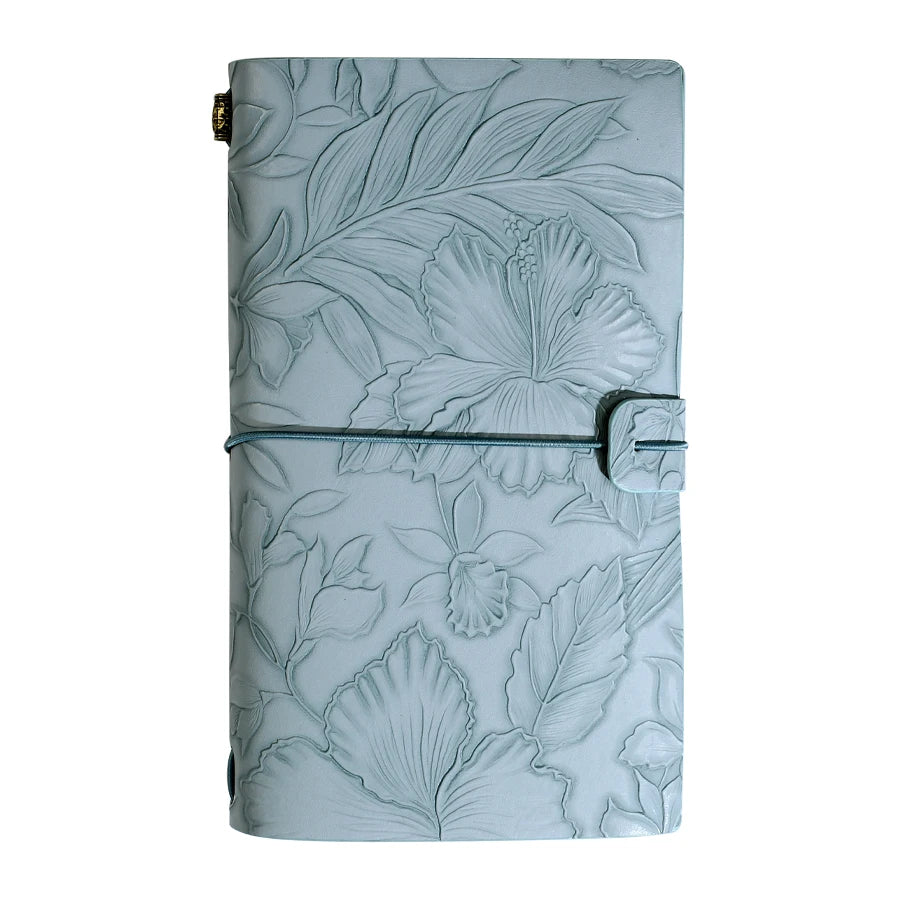 Embossed Floral Travel Journal With Elastic Strap And Lined Pages