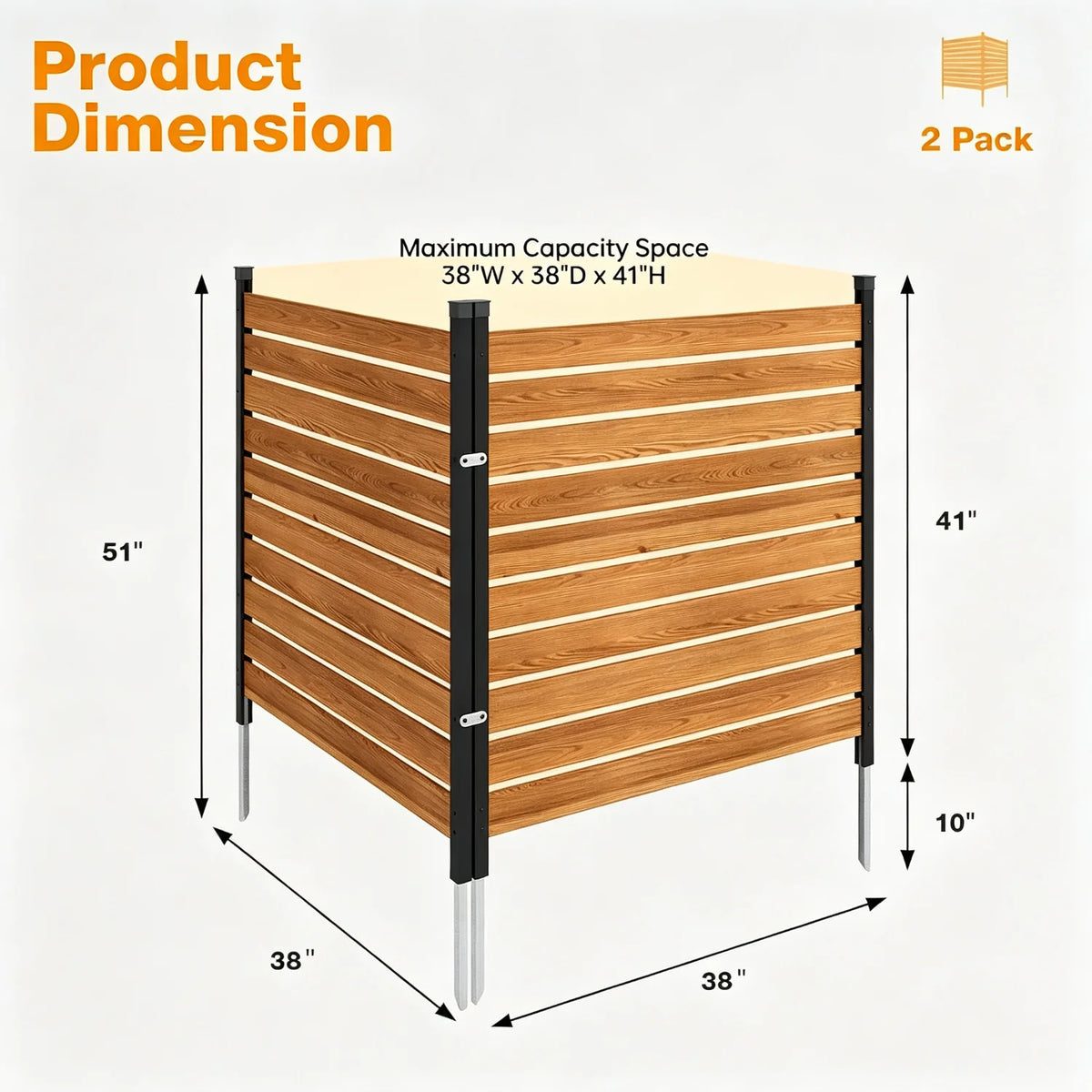 AOXUN Solid Wood Privacy Screen Fence for Outdoor Gardens