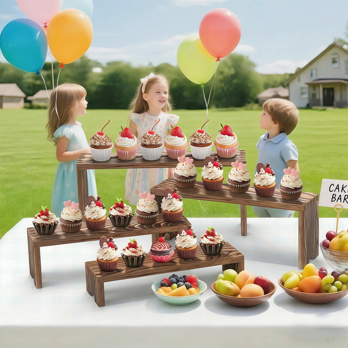 Wooden Tiered Display Risers For Cupcakes, Desserts And Vendor Events