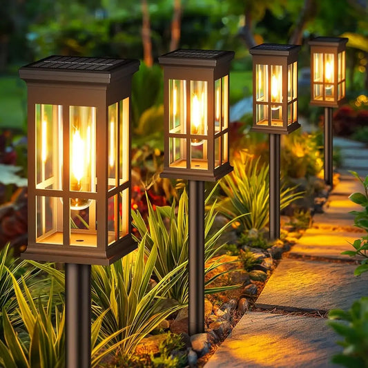 Solar Outdoor Pathway Lights Waterproof LED Landscape Garden Walkway Decor