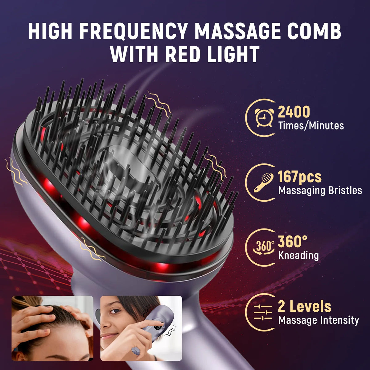 Jitesy Red Light Scalp Massager Comb Essential Oil Atomizer