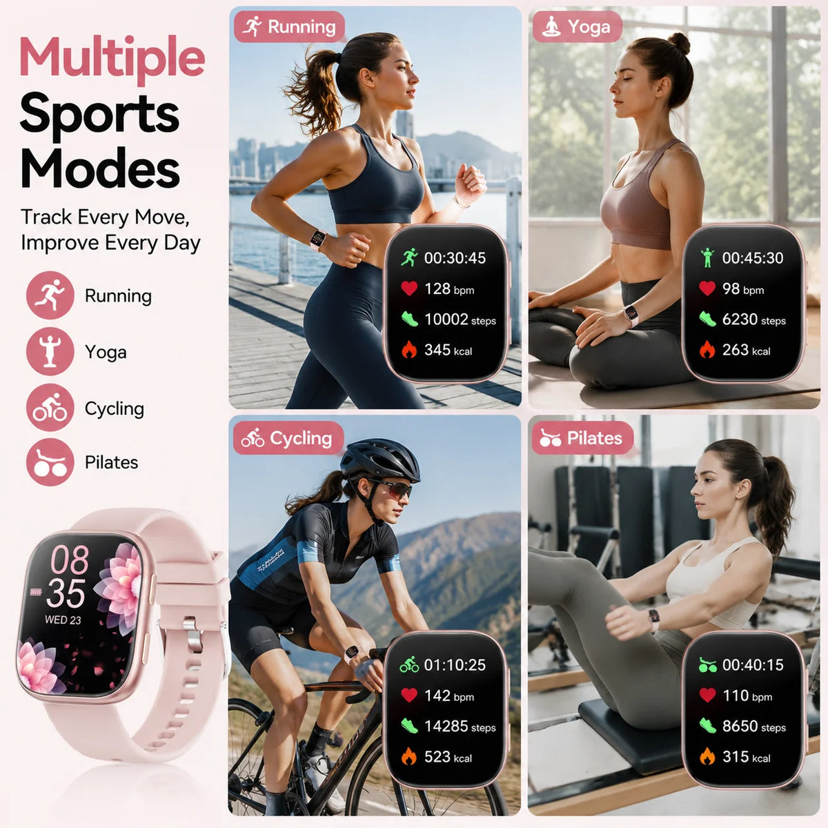 Smartwatch Fitness Tracker With Heart Rate Sleep And Sports Tracking