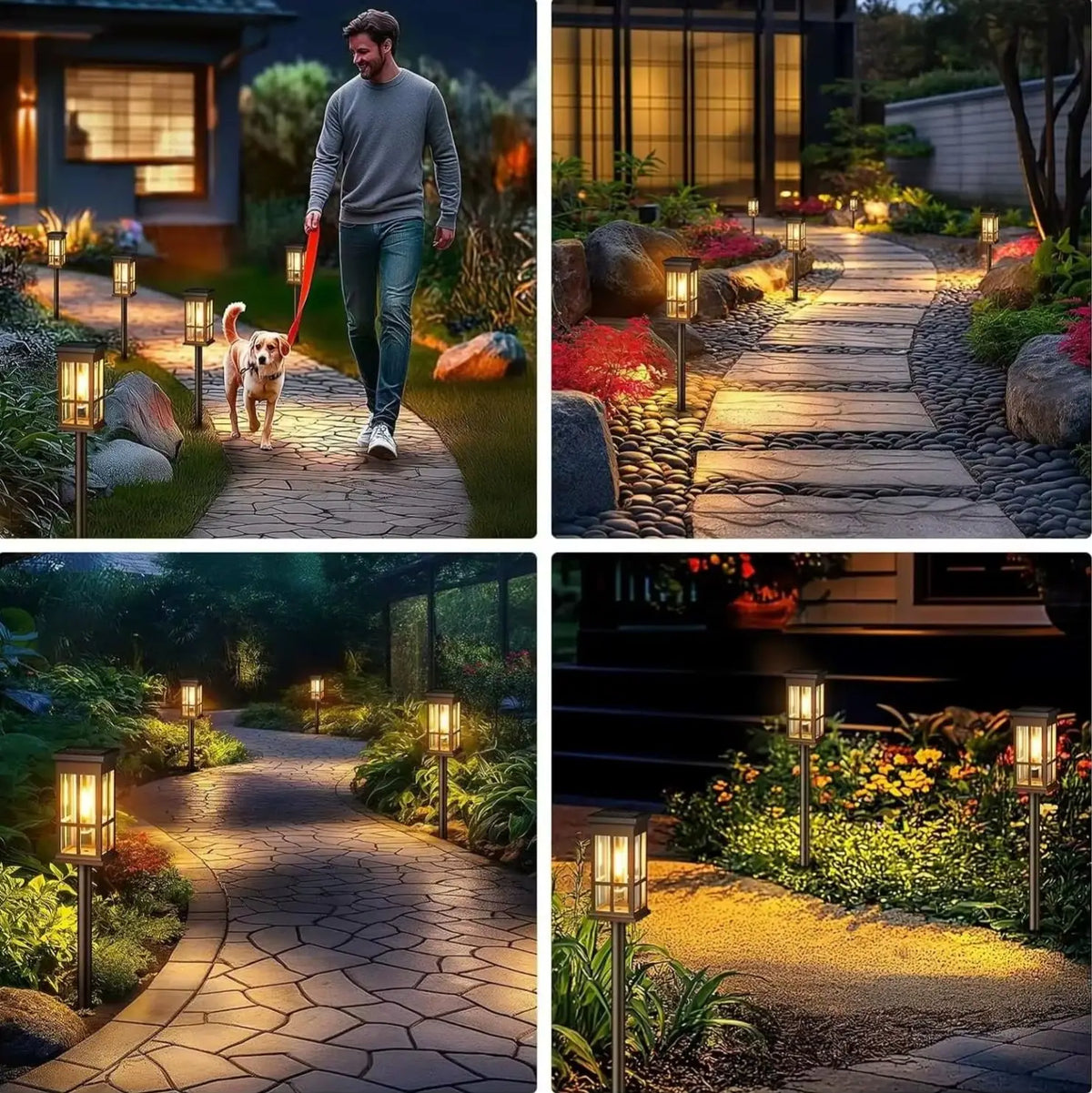 Solar Outdoor Pathway Lights Waterproof LED Landscape Garden Walkway Decor