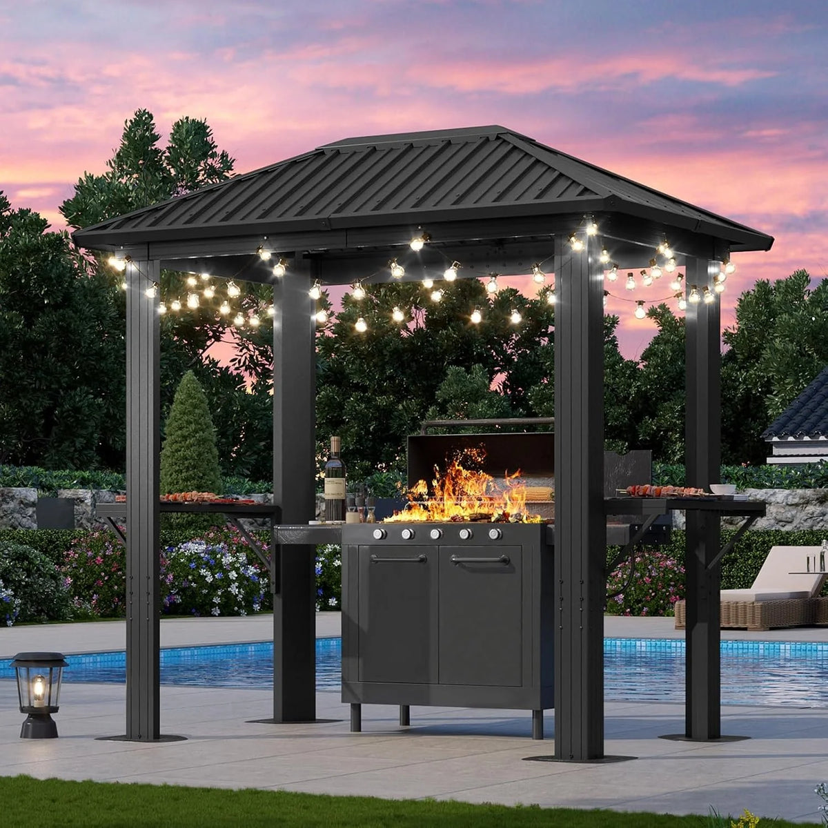 Nordivale Hardtop Gazebo With Galvanized Steel Roof For Outdoor Grilling