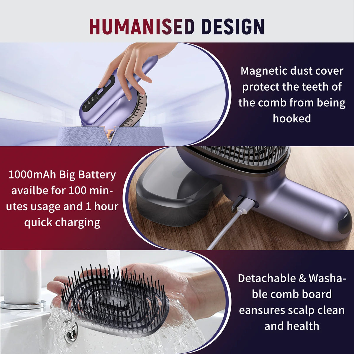 Jitesy Red Light Scalp Massager Comb Essential Oil Atomizer