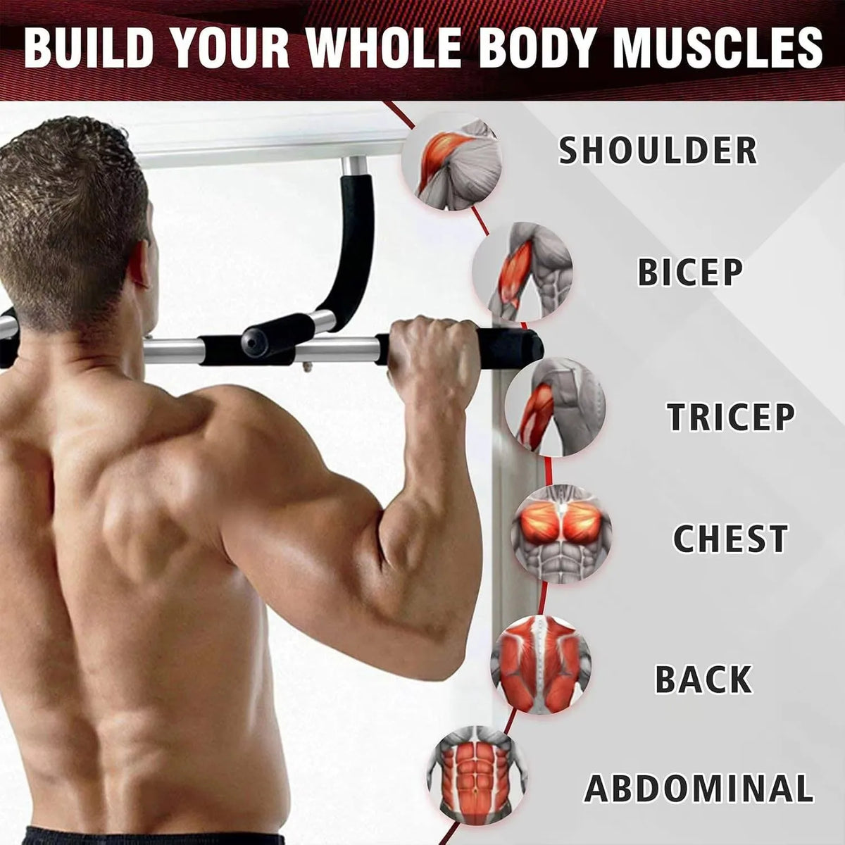 Diabri Adjustable Doorway Pull Up Bar for Home Strength Training