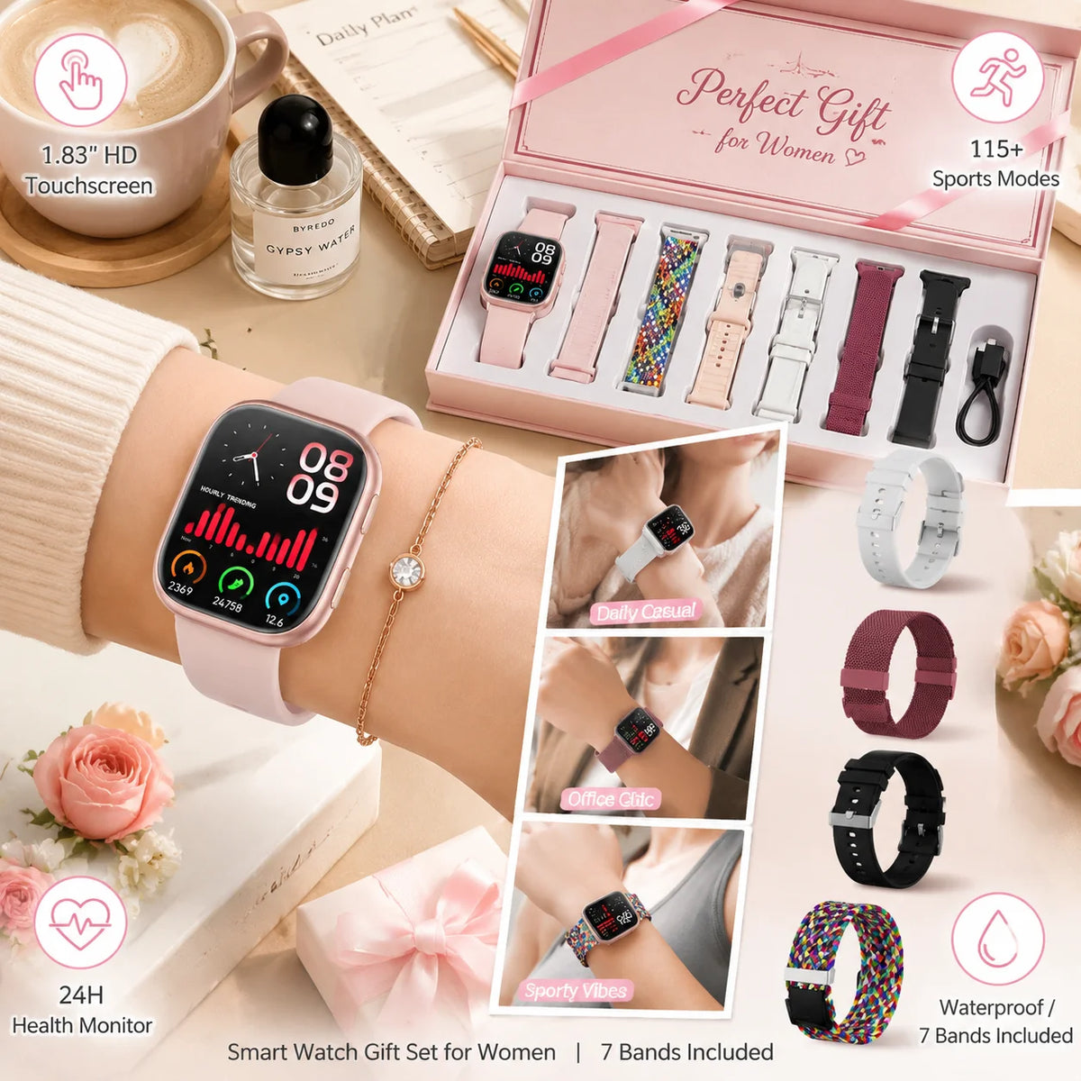 Smartwatch Fitness Tracker With Heart Rate Sleep And Sports Tracking