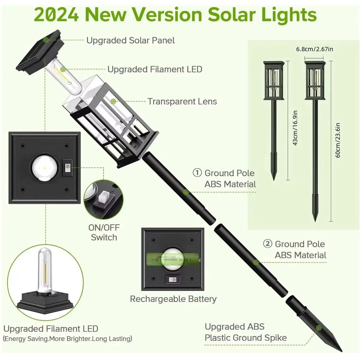 Solar Outdoor Pathway Lights Waterproof LED Landscape Garden Walkway Decor