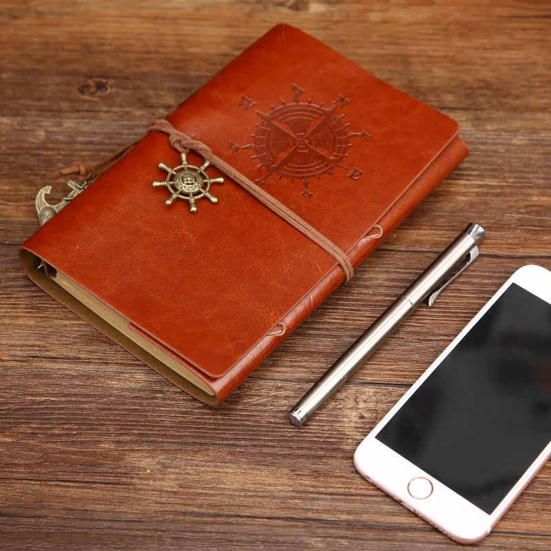 Phantaci Vintage Pirate Spiral Notebook With Soft Leather Cover