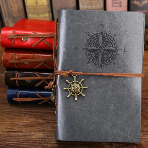 Phantaci Vintage Pirate Spiral Notebook With Soft Leather Cover