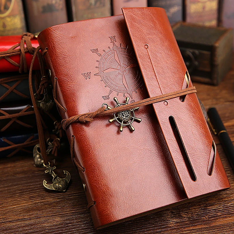 Phantaci Vintage Pirate Spiral Notebook With Soft Leather Cover