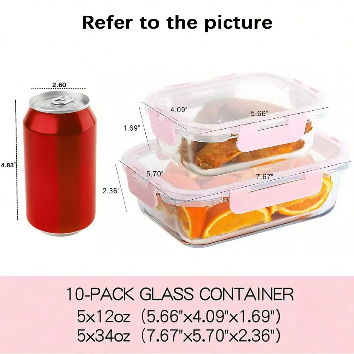 Glass Meal Prep Containers With Airtight Lids For Food Storage