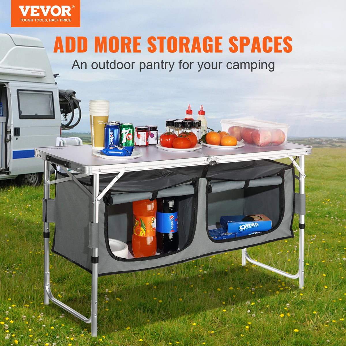 Vevor Mdf Folding Camping Kitchen Table For Outdoor Picnic Grill