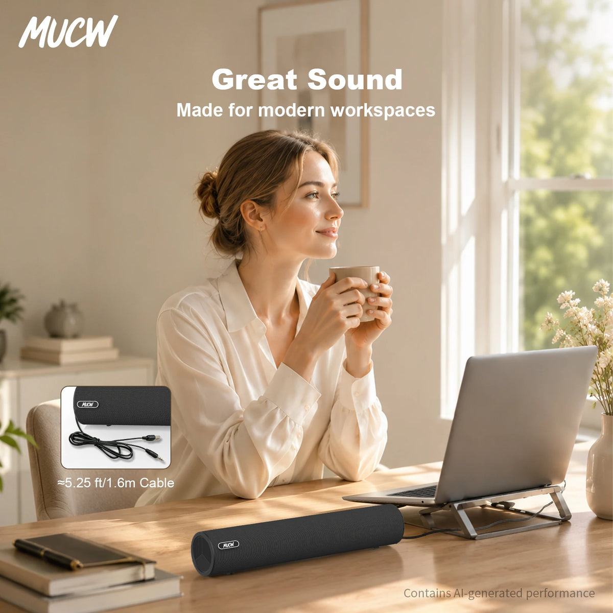MUCW Wired Stereo Computer Soundbar With USB And AUX Input
