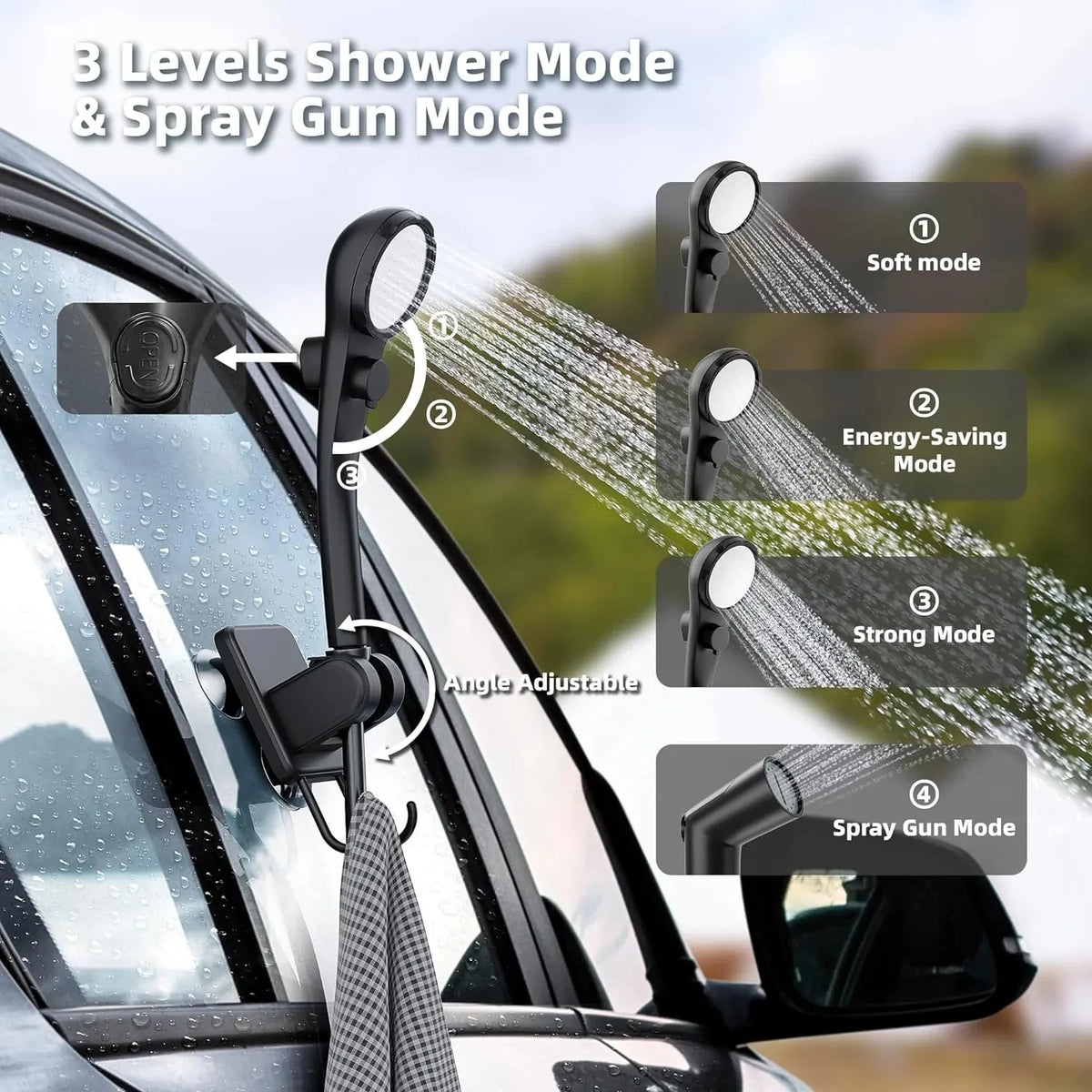 Moriko Rechargeable Portable Camping Shower With Led Display