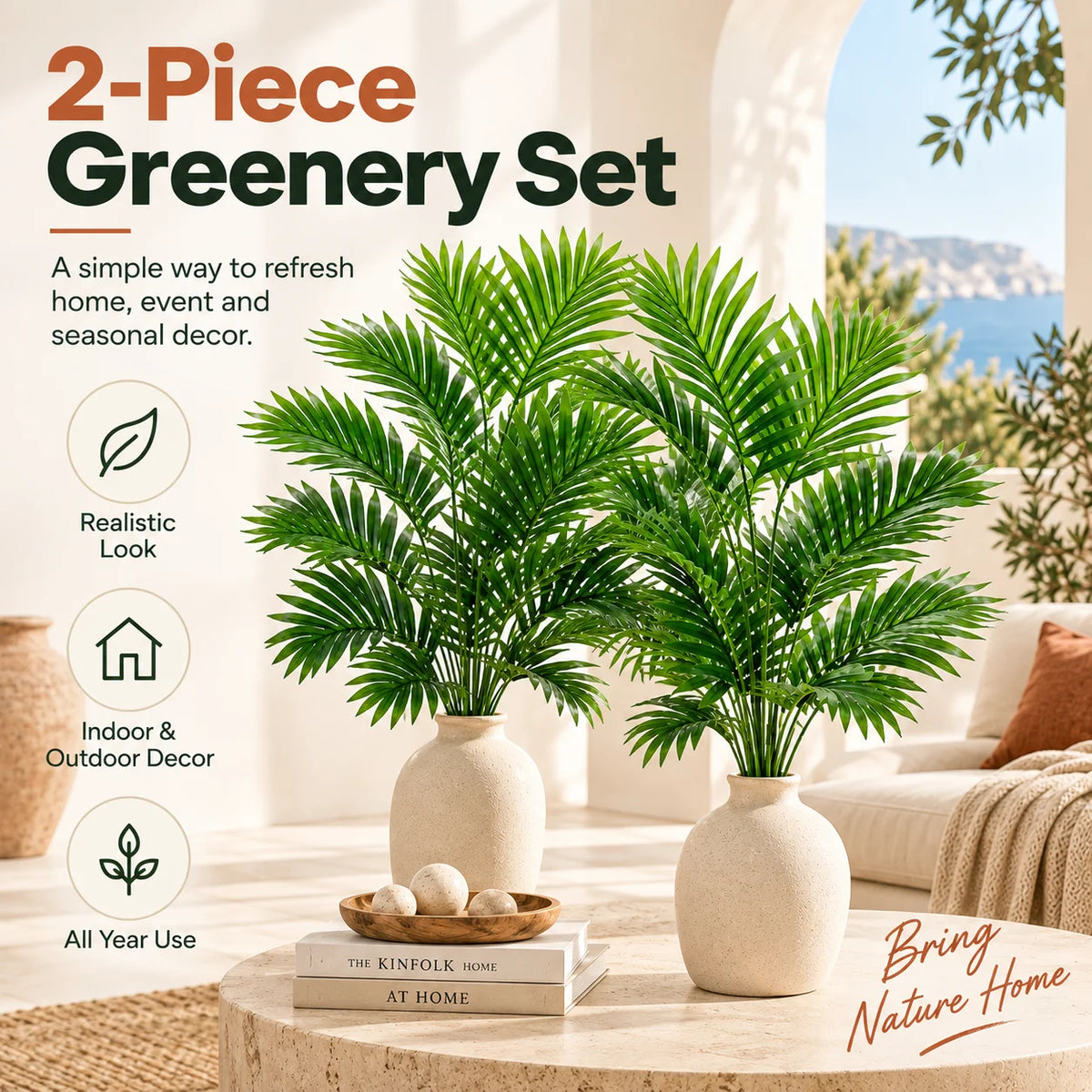 ZNLYRION Artificial Palm Fronds UV Resistant Faux Tropical Plant Decor