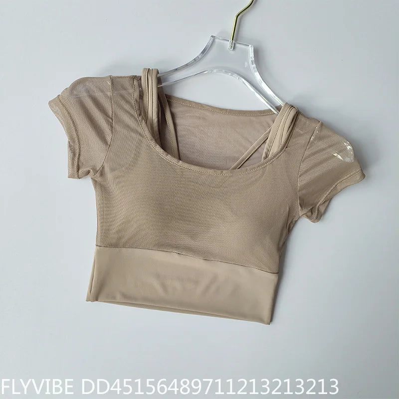Women Quick Dry Seamless Yoga Top With Built In Support