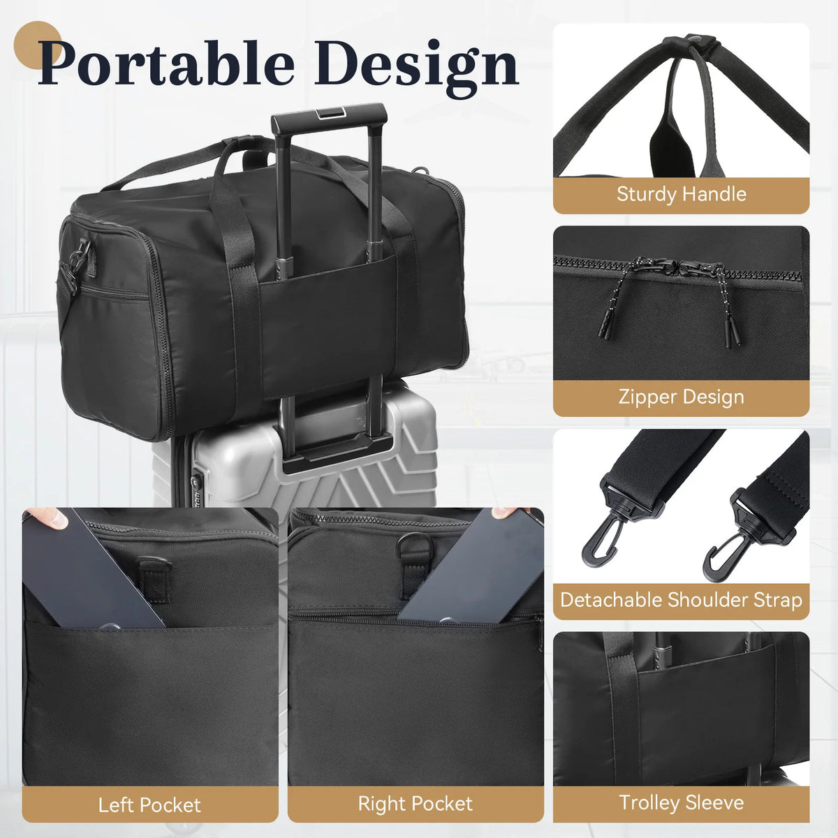 Nylon Travel Garment Bag With Shoulder Strap And Hanging Suit